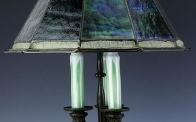 Tiffany Studios "Experimental" Shade Bronze Table Lamp