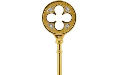 Tiffany & Co 18k Gold Diamond Key Pendant