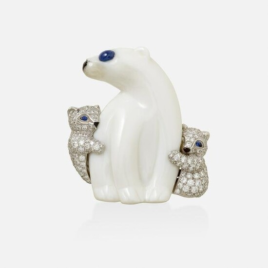 Tiffany & Co., Diamond and gem-set polar bear brooch