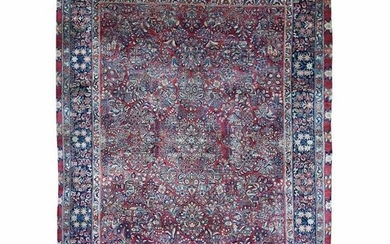 Tomato Red, Antique Persian Sarouk Hand Knotted Pure