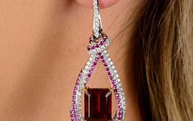 Tourmaline, pink sapphire & diamond earrings
