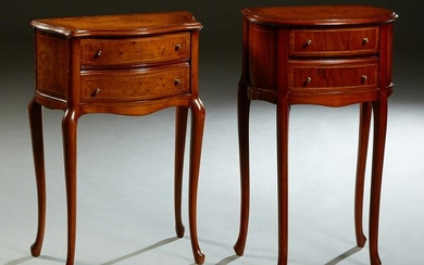 Two Inlaid Mahogany Louis XV Style Bowfront Night