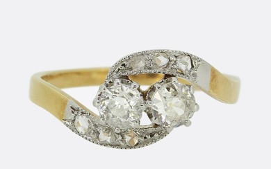 Two-Stone Old Cut Diamond Crossover Ring