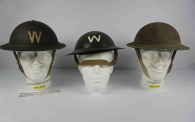 Two WWII British Home Front Warden Steel Helmets, For Air Raid / Civil Defence, Also with a Home
