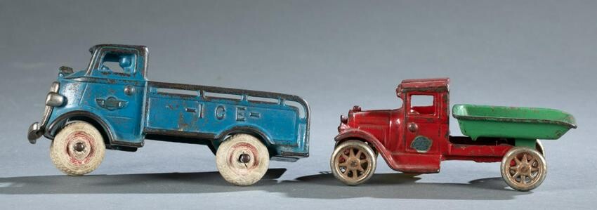 Two cast iron Arcade automobiles.