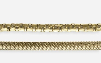 Two gold link bracelets