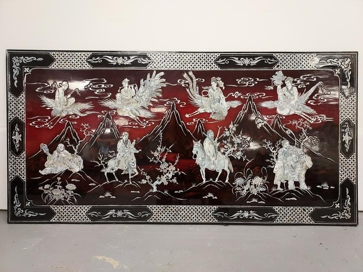 VIETNAMESE RED LACQUER & MOTHER-OF PEARL PANEL