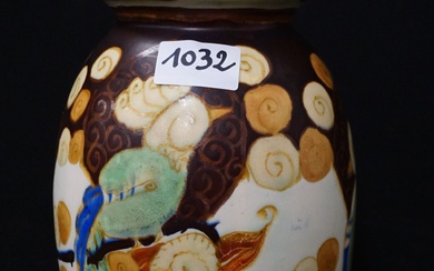 Vase Art Déco - Numéro 1270 - Décor S.1130 Décoré d'oiseaux et de fleurs -...