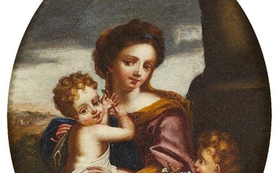Venetian School, early 18th century- The Virgin and Child with Saint John the Baptist; and The Nursing Madonna; oils on canvas, ovals, 39 x 33.5 cm & 39 x 32.5 cm respectively, two (2). Provenance: Private Collection, France.