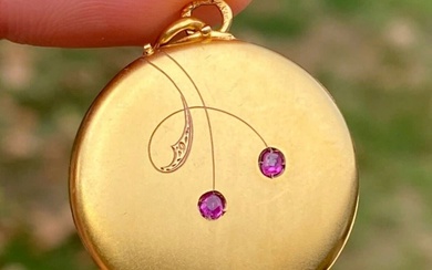 Victorian 8K Gold and Red Paste Locket