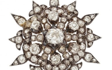 Victorian Diamond, Silver-Topped Gold Pendant-Br