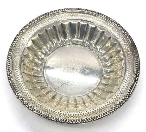 Vintage STERLING SILVER Pierced Metal Bowl