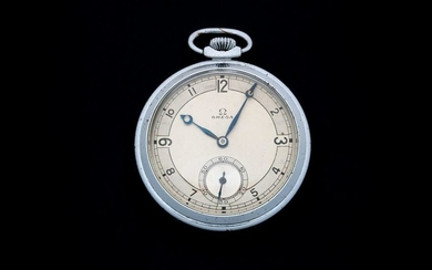 Vintage Stainless Steel Omega Open Face Pocket Watch