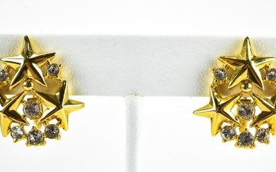 Vintage Trifari Star Motif Rhinestone Earrings