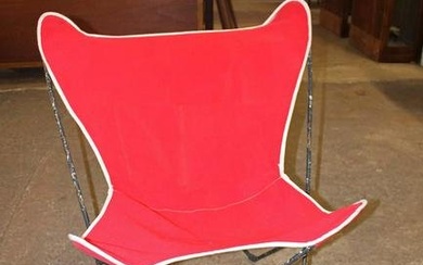 Vintage iron frame hammock chair in canvas like material