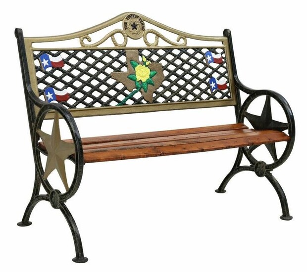 WESTERN CAST IRON & WOOD BENCH, TEXAS STATE SEAL