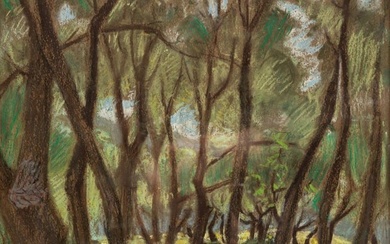 "WOODED LANDSCAPE" BY CHARLES SALIS KAELIN (1858-1929).