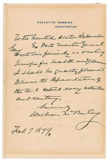 William McKinley Autograph Letter Signed
