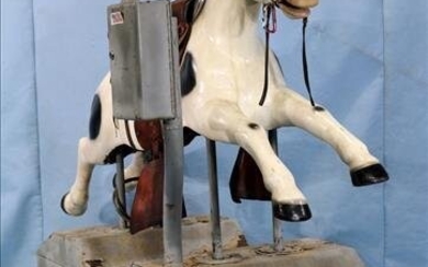 Working mechanical horse, white with black spots