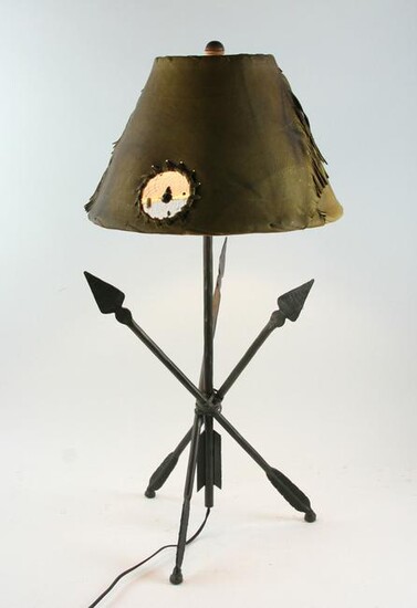 Wrought Iron Indian Arrow Lamp with Shade