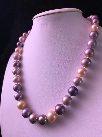 multi Edison pearl neckless with silver clip , cultured