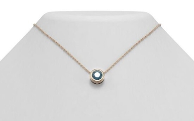 1 ctw Intense Blue Diamond Necklace 18K Rose Gold