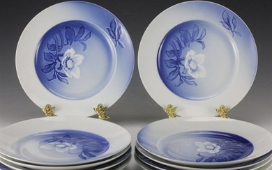 10 B&G Bing & Grondahl "Christmas Rose" Porcelain Salad Plates Vintage