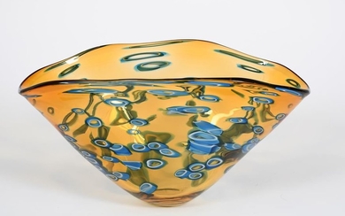 ‡ A Hula glass vase by Bob Crooks, flaring amber g…