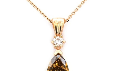 1.09 tcw VS2 Diamond Pendant - 14 kt. Pink gold - Necklace with pendant - 1.01 ct Diamond - No Reserve Price
