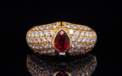 1.15ctw SI1-SI2/G-H Diamond, 0.85ct Ruby and 18K Ring