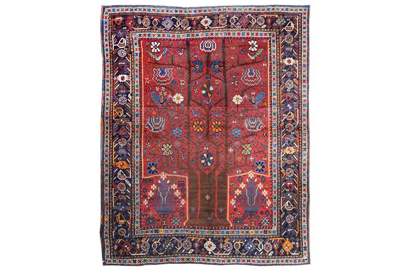AN ANTIQUE NERIZ RUG, SOUTH-WEST PERSIA approx: 6ft.7in. x...