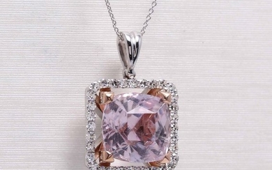 14 kt. Pink gold - Pendant - 7.75 ct SPODUMENE - Diamond