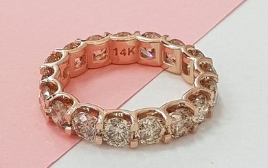 14 kt. Pink gold - Ring - 4.50 ct Diamond