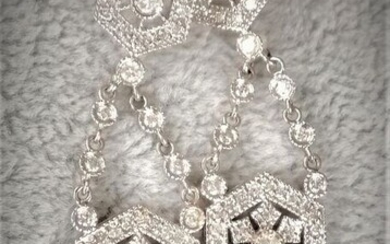 14 kt. Platinum, White gold - Earrings - 2.90 ct Diamond - Diamonds