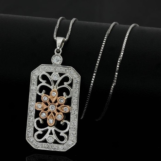14 kt. White gold, Rose Gold - Necklace - 0.50 ct Diamond