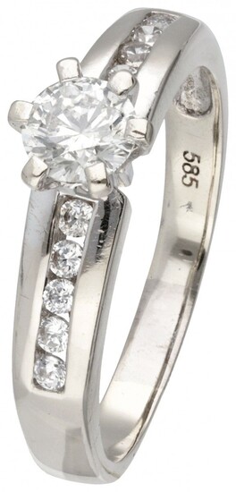 14K. White gold ring set with approx. 0.49 ct. diamond.