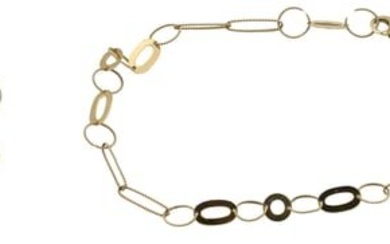 14K Yellow Gold Bracelet and Necklace with Circles and Ovals