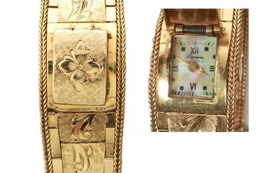 14K Yellow Gold Engraved Lucerne Watch Bracelet