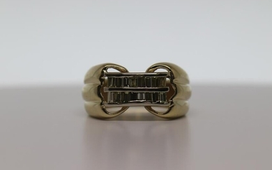14KT Men's Diamond Baguette Ring