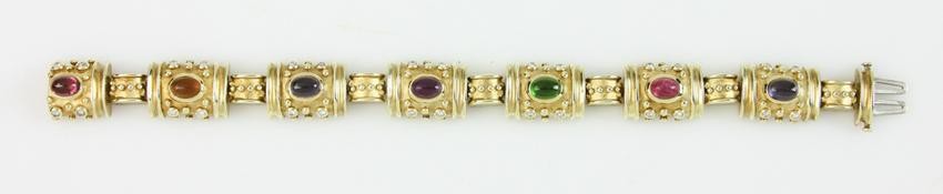 14k Yellow Gold Bracelet with Gemstones