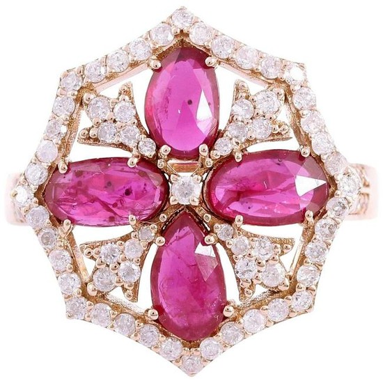 1.5 Carat Ruby Diamond 18 Karat Ring
