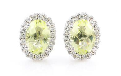1.57ct Lemon Quartz and Diamond Earrings