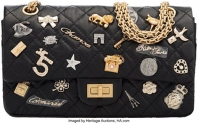 16033: Chanel Black Aged Quilted Lambskin Leather Lucky