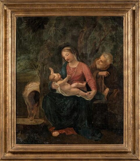 17th century ITALIAN school. Virgin and Child during the flight to Egypt. Canvas. 74 x 61 cm. Restorations. RM