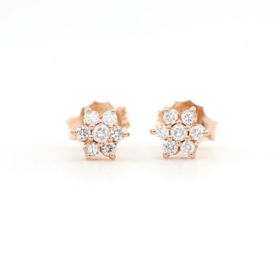 18 kt. Pink gold - Earrings - 0.42 ct Diamonds