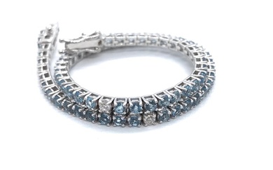 18 kt. White gold - Bracelet - 2.72 ct Aquamarine - Diamonds
