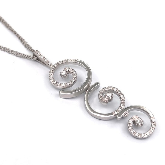 18 kt. White gold - Necklace with pendant - 0.55 ct Diamonds