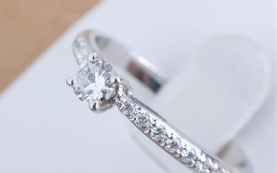 18 kt. White gold - Ring - 0.18 ct Diamond - Diamond