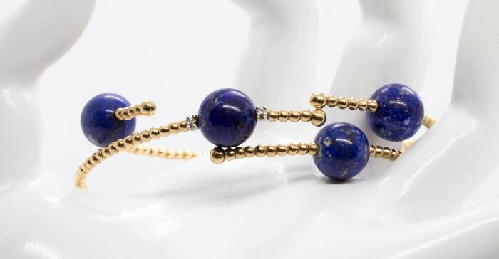 18 kt. Yellow gold - Bracelet - 0.04 ct Diamond - Lapis lazulis