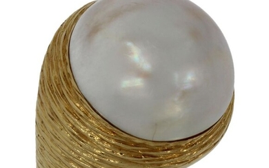 18 kt. Yellow gold - Ring Mabe pearl